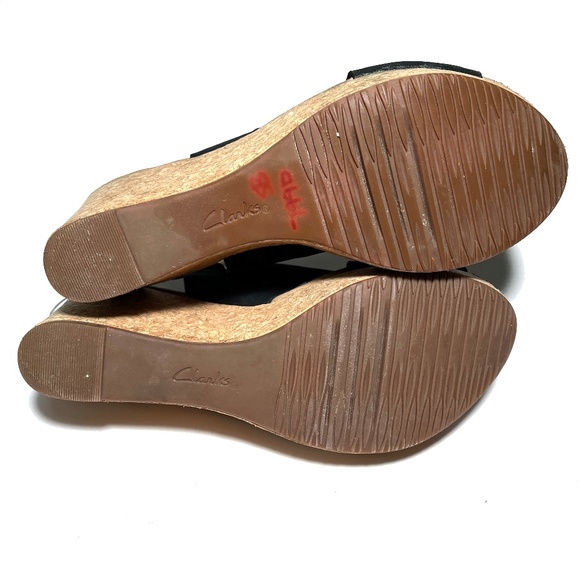 Clarks Annadel Eirwyn Black Suede Cork Wedge Platform Sandal - Picture 13 of 13
